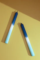 Set of 2 Blue/White/Turquoise Dinner Candles - G Decor