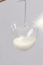 G Decor Christmas Decorations White Set of 2 Glass Birds Christmas Tree Decorations