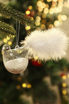 Set of 2 Hand-Blown Glass Dove Pair Birds Christmas Tree Decorations with White Feather Tails & Snow Filled Detail - G Decor