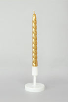 Set of 2 Handmade Maison Dorée Antique Gold Spiral Glitter Stripe Dinner & Taper Candles - G Decor