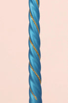 Maison Dorée Pair of Royal Blue Spiral Glitter Taper Candles — alternate view, G Decor