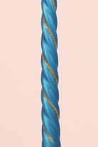 Set of 2 Handmade Maison Dorée Royal Blue Spiral Glitter Stripe Dinner & Taper Candles - G Decor