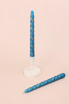 Maison Dorée Pair of Royal Blue Spiral Glitter Taper Candles — G Decor
