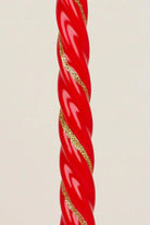 Maison Dorée Pair of Scarlet Red Spiral Glitter Taper Candles — alternate view, G Decor