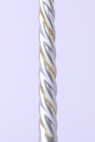 Set of 2 Handmade Maison Dorée Silver & Gold Spiral Glitter Stripe Dinner & Taper Candles - G Decor