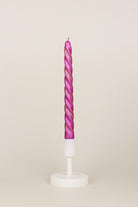 Set of 2 Handmade Maison Dorée Violet Orchid Spiral Glitter Stripe Dinner & Taper Candles - G Decor