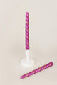 Set of 2 Handmade Maison Dorée Violet Orchid Spiral Glitter Stripe Dinner & Taper Candles - G Decor