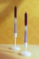 Set of 2 Purple/White/Lavender Dinner Candles - G Decor