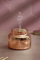 Set of 3 Aurielle Jasmine Fragrance Hand-Poured Soy Wax Jar Candles With Lid Mercury Rose Gold Finish - G Decor