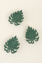 Set of 3 Green Leaf Tealight Holders in Deep Forest Green — lifestyle view, G Decor