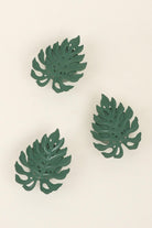 Set of 3 Green Palm Leaf Tea Light Holders - G Decor