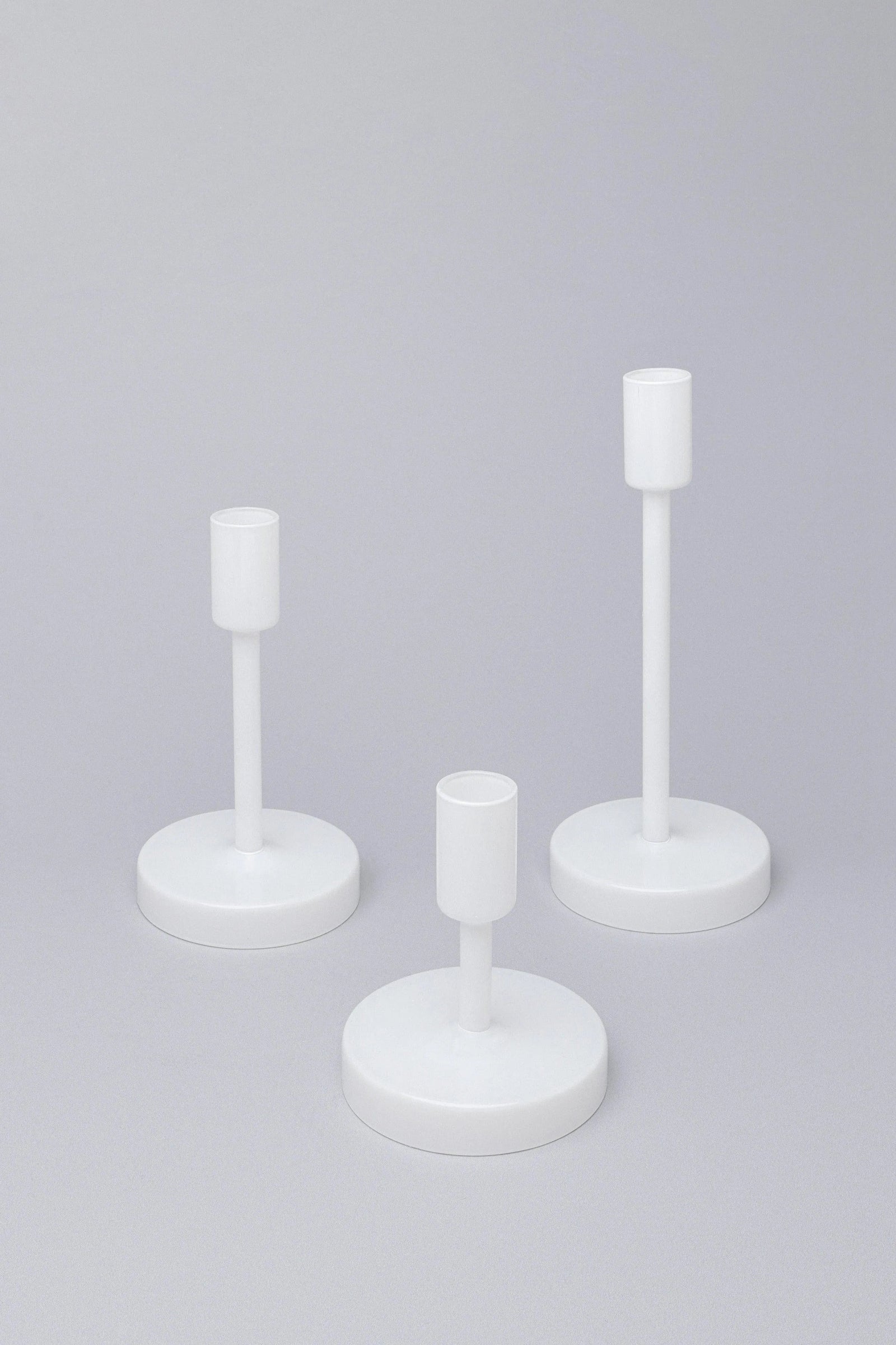 Halo hand-blown white glass candle holders multipack