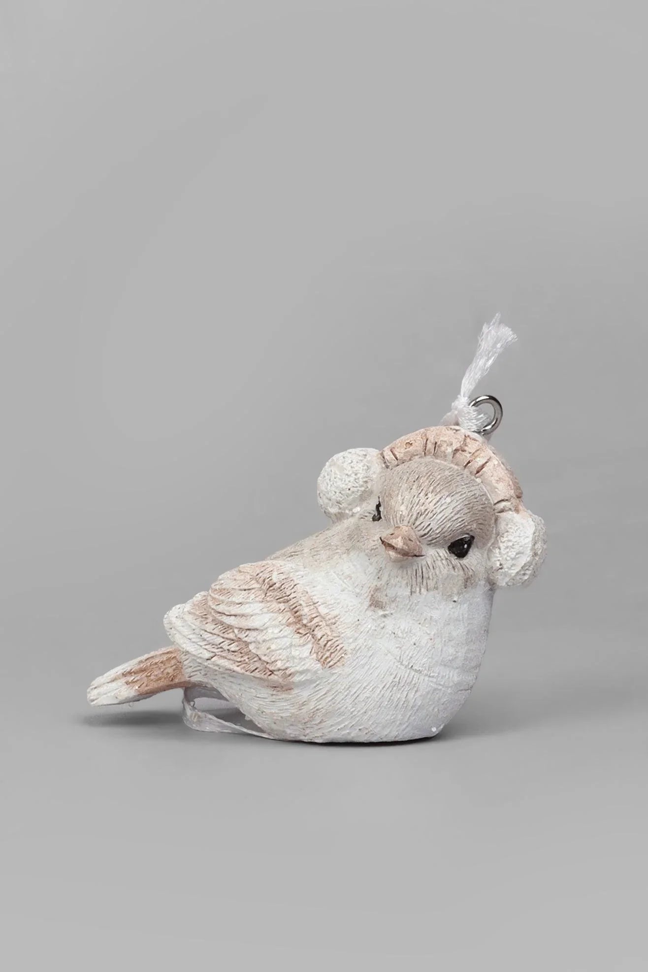 Set of 3 Winter Feathered Birds Christmas Decorations — close-up view, G Decor