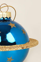 G Decor Christmas Decorations Blue Set of 4 Blue and Gold Planet Christmas Tree Baubles