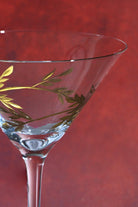 Set of 4 Botanical Martini Glasses Stylish Glassware with Gold Leaf Detail - G Decor