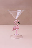 Set of 4 Flamingo Stem Handmade Glassware Pink Flamingo Cocktail & Martini Sculpted Glasses - G Decor