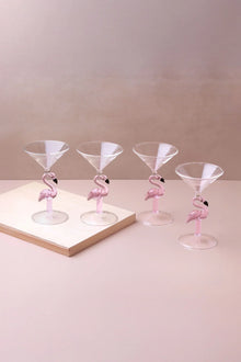 Flamingo Stem Pink Cocktail and Martini Glasses Set of 4
