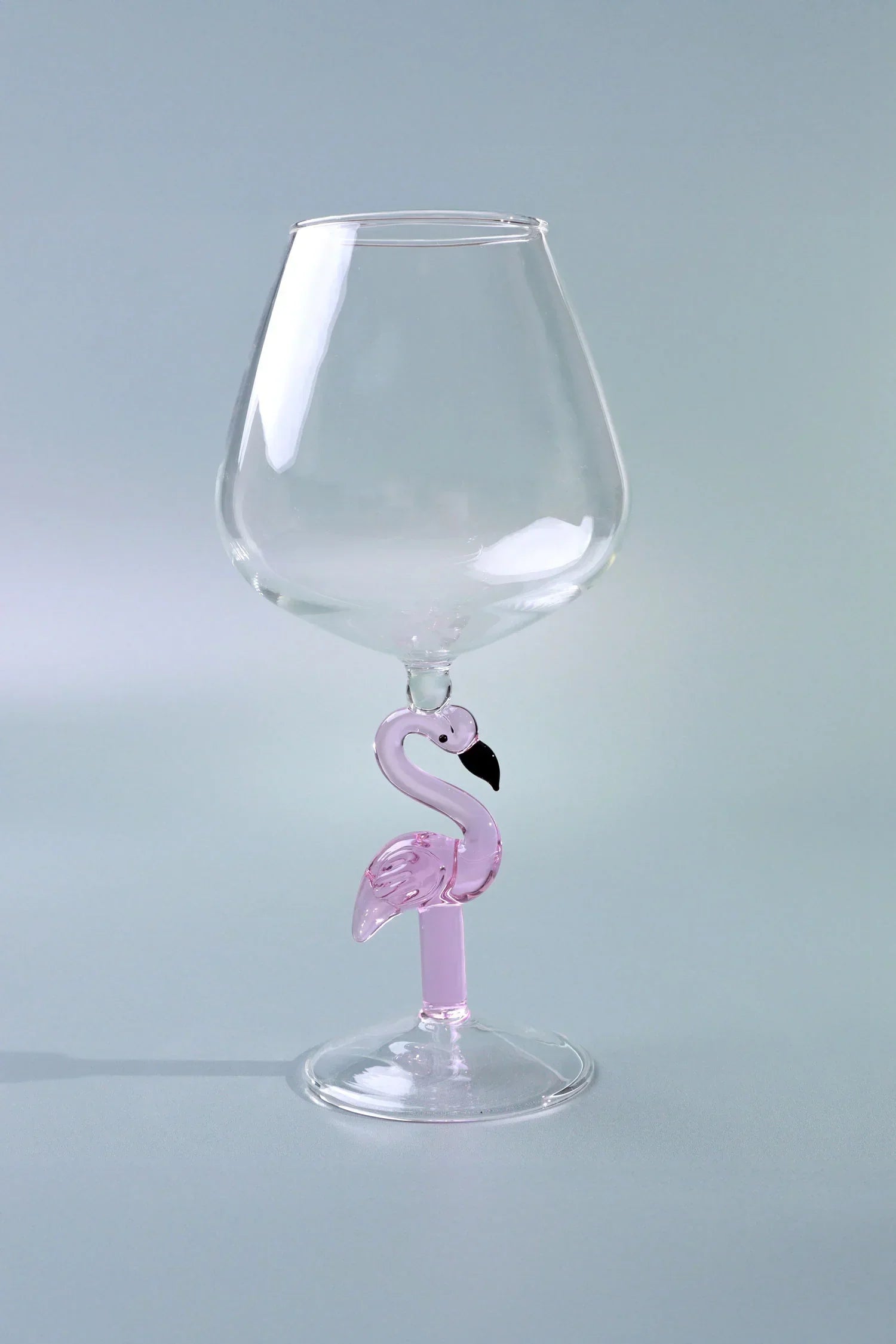 Flamingo Stem Pink Wine Glasses Sculpted Glassware Set of 4 — close-up view, G Decor