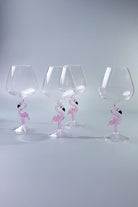 Flamingo Stem Pink Wine Glasses Sculpted Glassware Set of 4 — G Decor