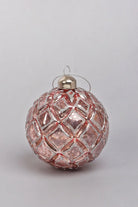 Set of 4 Antique Rose Pink Mercury Glass Christmas Baubles — lifestyle view, G Decor
