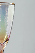 Iridescent Pearl Hammered Champagne Flutes with Gold Rim Set of 4 — view 5, G Decor