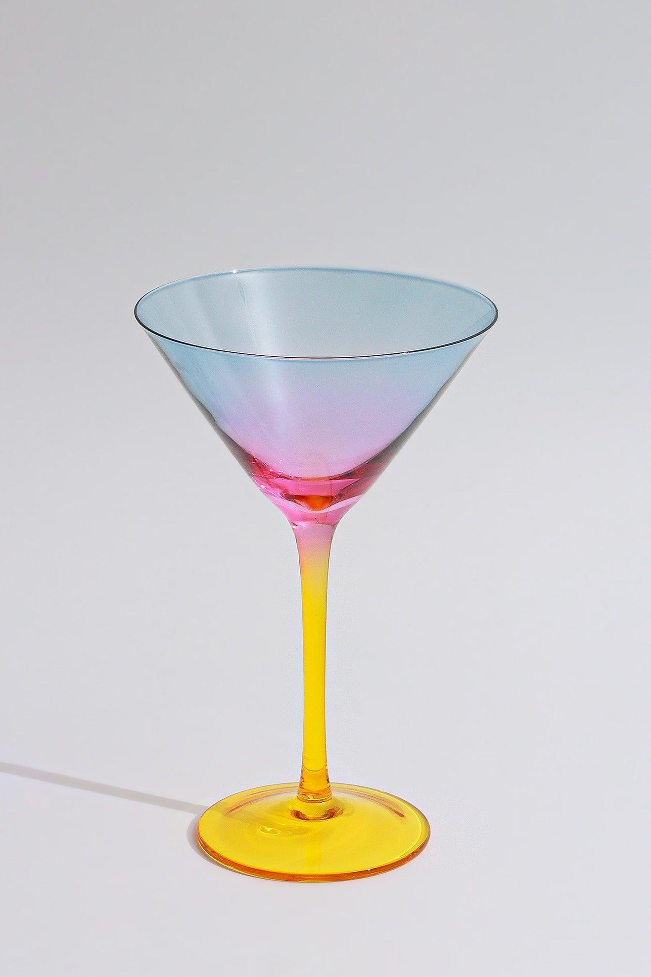 Set of 4 Martini Glasses with a Rainbow Hue - G Decor