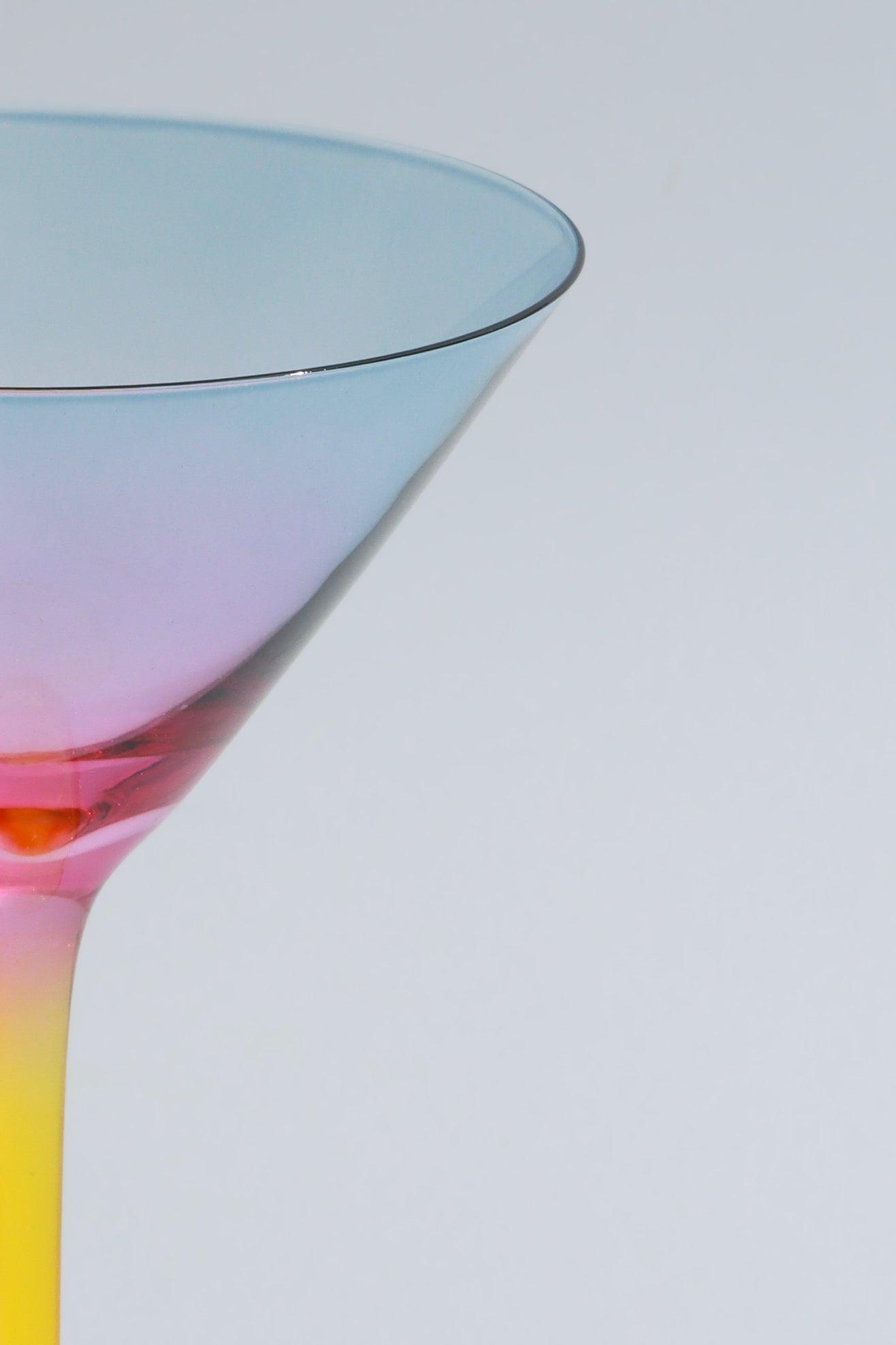 Set of 4 Martini Glasses with a Rainbow Hue - G Decor