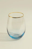 Set of 4 Radiance Ombre Gold-Rim Tumbler Drinking Glasses Sapphire Lagoon - G Decor