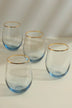 set-of-4-radiance-ombre-gold-rim-tumbler-drinking-glasses-sapphire-lagoon-g-decor-83510 - G Decor