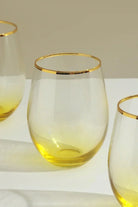 Set of 4 Radiance Ombre Gold-Rim Tumbler Glasses Golden Sunrise - G Decor