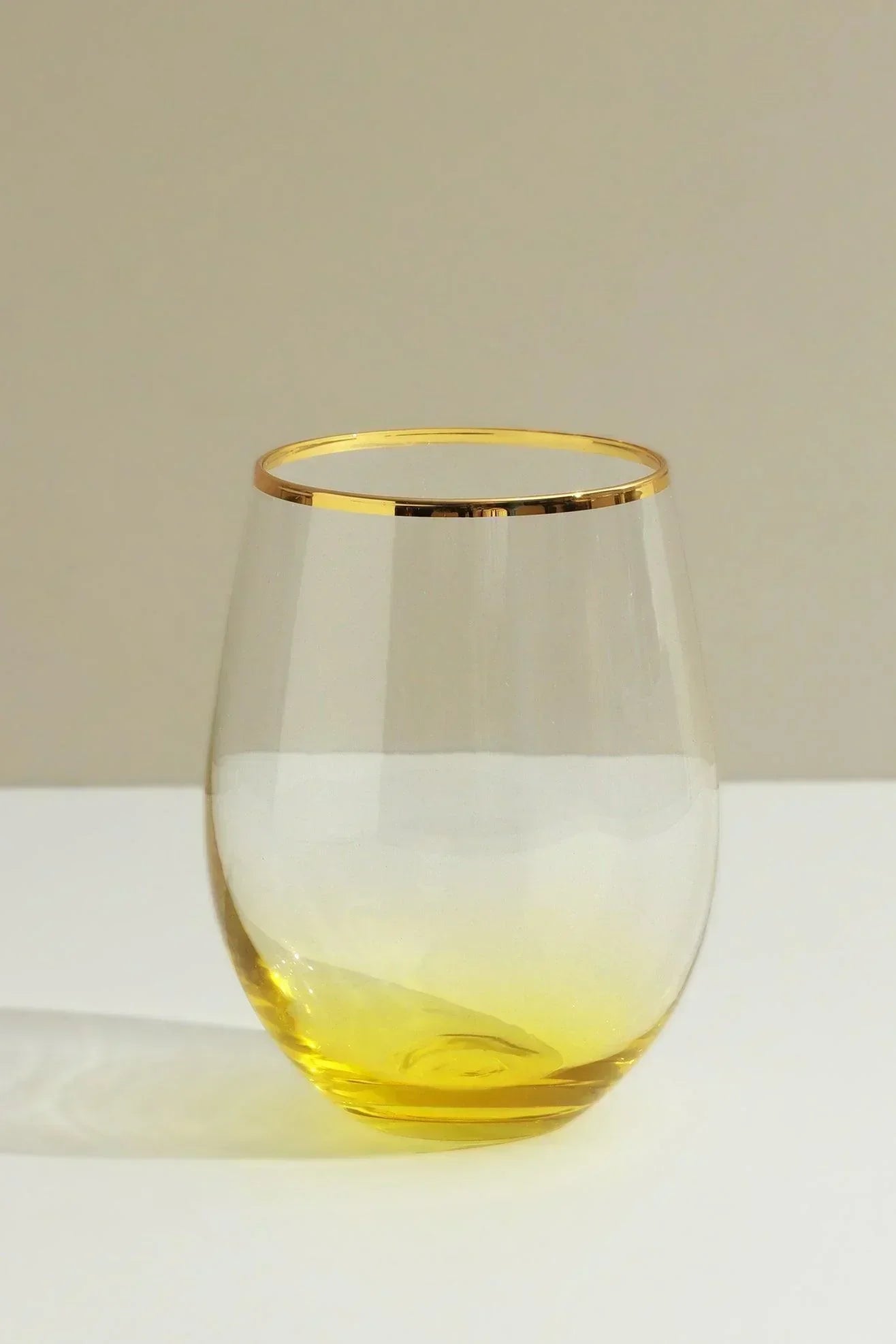 Set of 4 Radiance Ombre Gold-Rim Tumbler Glasses Golden Sunrise - G Decor