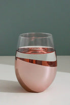 Set of 4 Sephora Two-Tone Rose Gold Tumbler Glasses Elegant Metallic Finish - G Decor