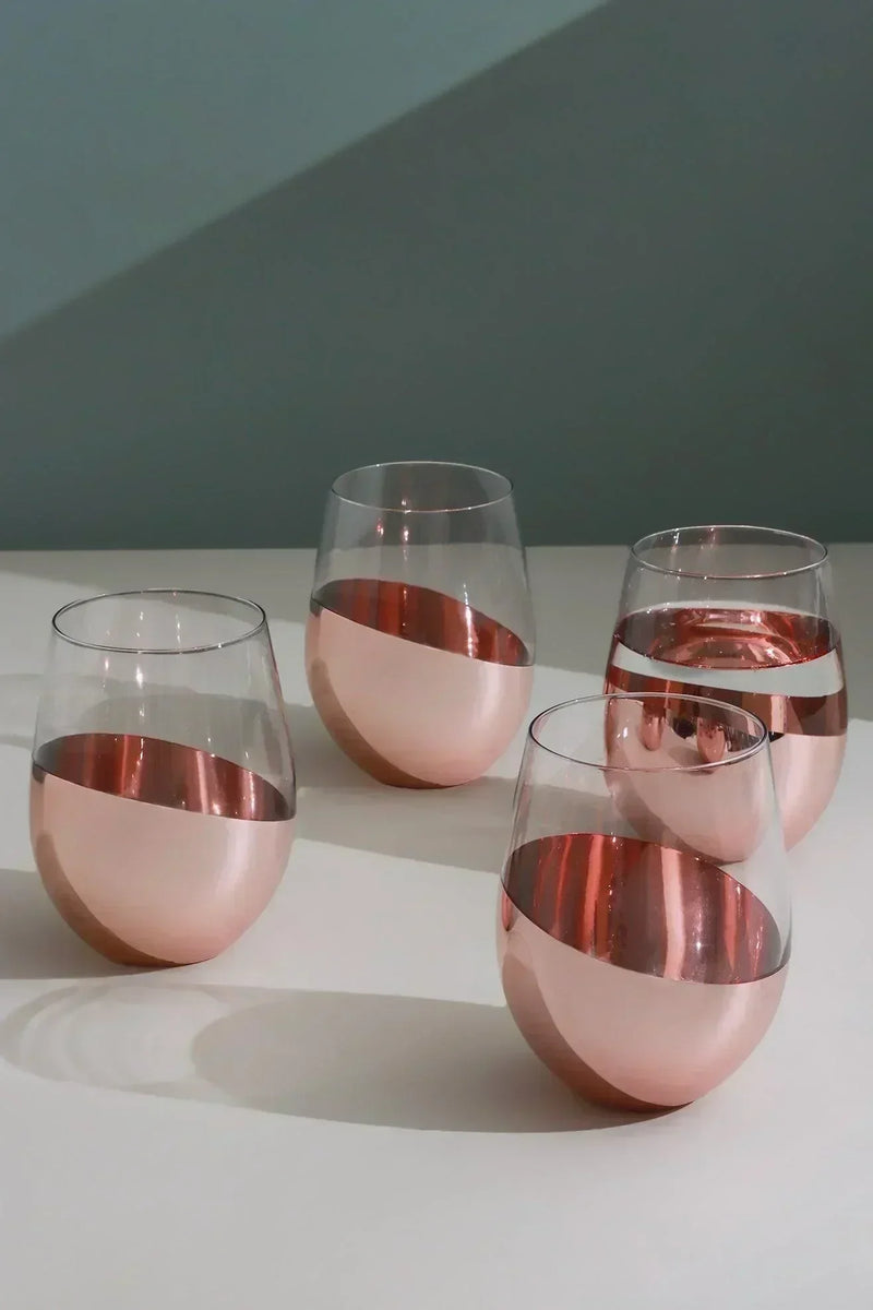 Sephora Two-Tone Rose Gold Tumbler Glasses Set of 4