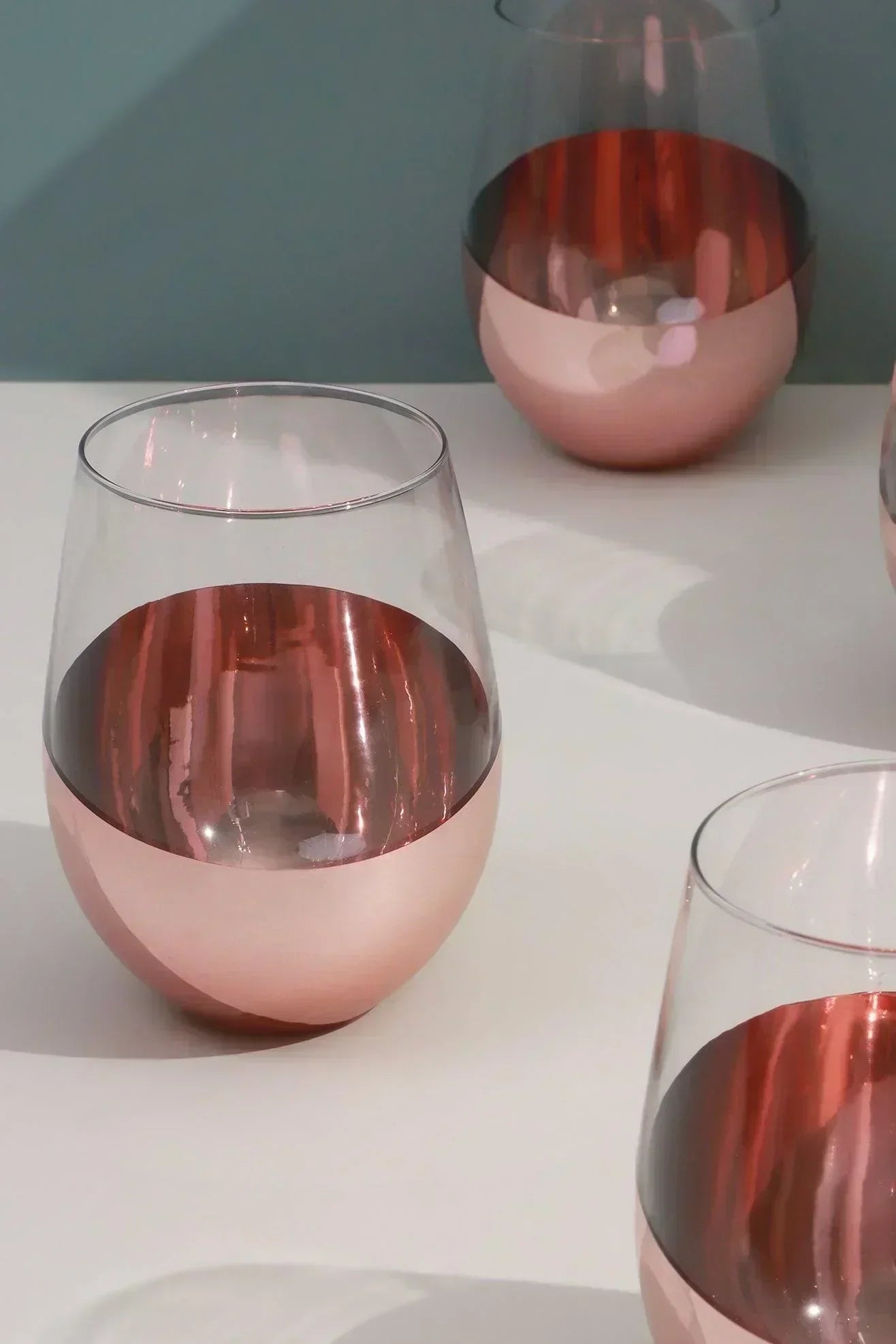 Sephora Two-Tone Rose Gold Tumbler Glasses Set of 4 — lifestyle view, G Decor