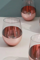 Set of 4 Sephora Two-Tone Rose Gold Tumbler Glasses Elegant Metallic Finish - G Decor