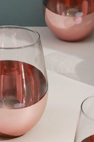 Set of 4 Sephora Two-Tone Rose Gold Tumbler Glasses Elegant Metallic Finish - G Decor