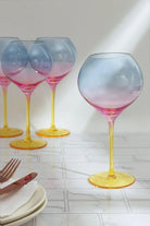 Set of 4 Sunset Rainbow Iridescent Gin Glasses Vibrant & Party-Ready - G Decor