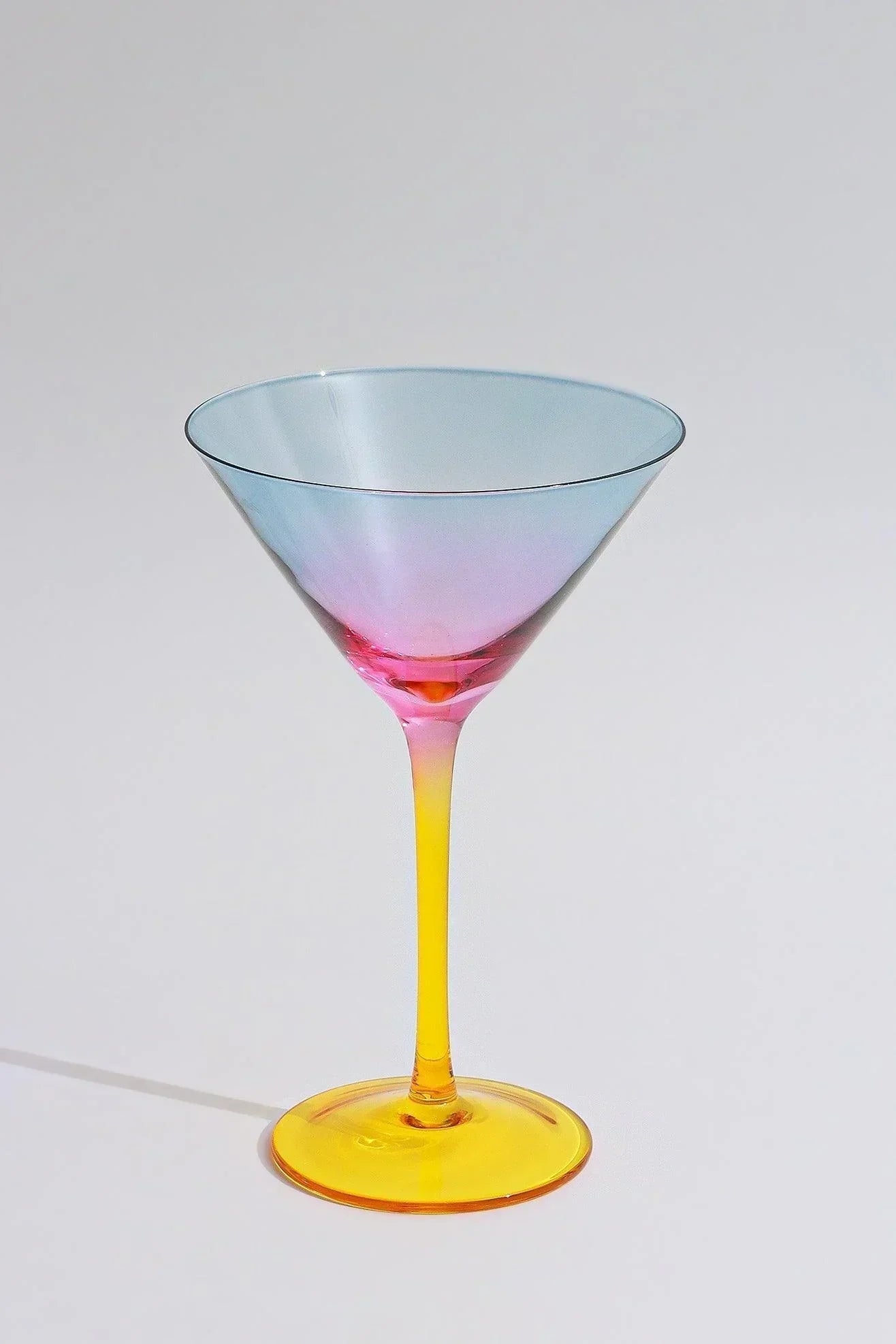 Set of 4 Sunset Rainbow Iridescent Martini Glasses Striking Cocktailware - G Decor