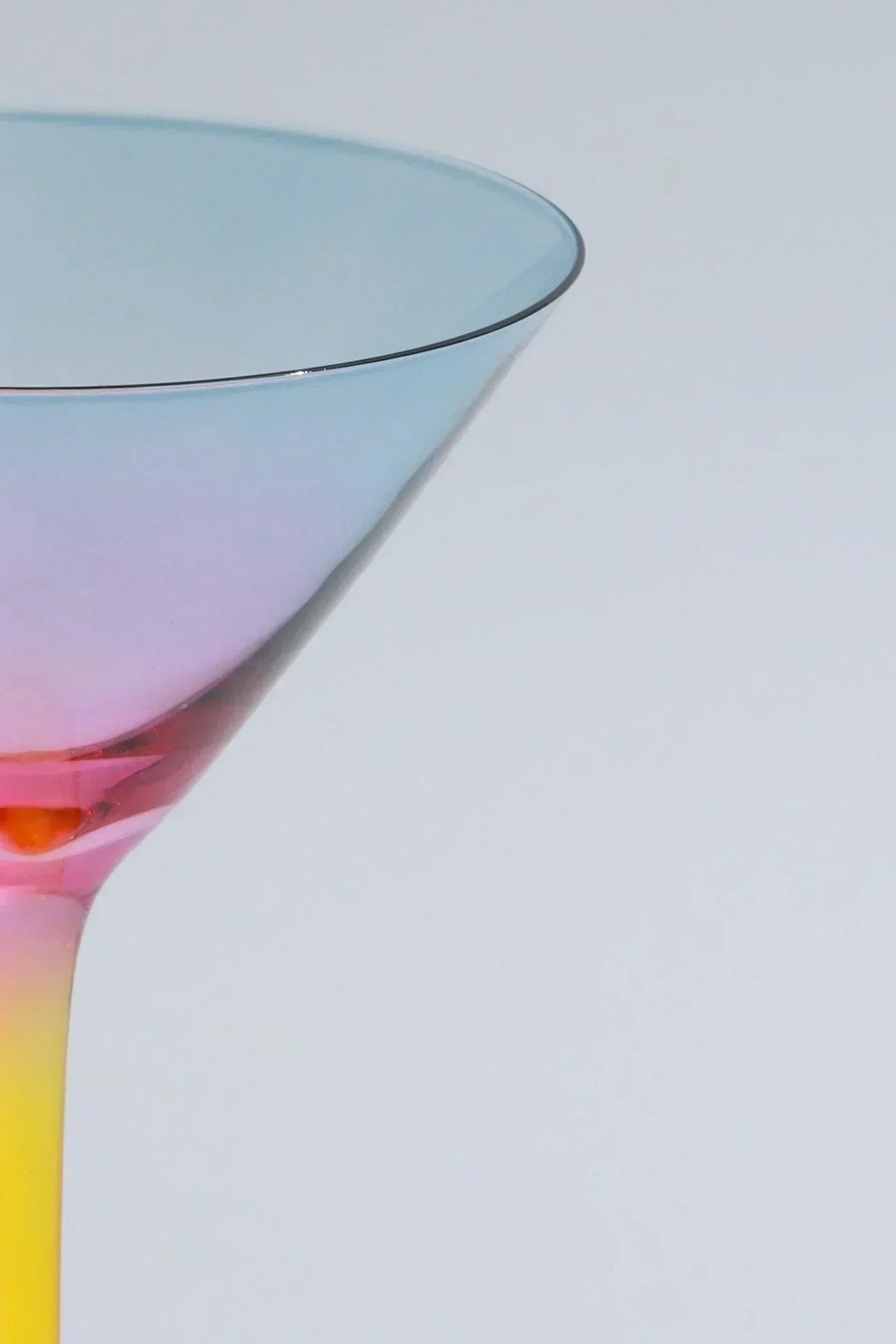 Set of 4 Sunset Rainbow Iridescent Martini Glasses Striking Cocktailware - G Decor