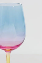 Sunset Rainbow Iridescent Wine Glasses Set of 4 — close-up view, G Decor