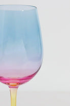 Set of 4 Sunset Rainbow Iridescent Wine Glasses Striking Stemware - G Decor