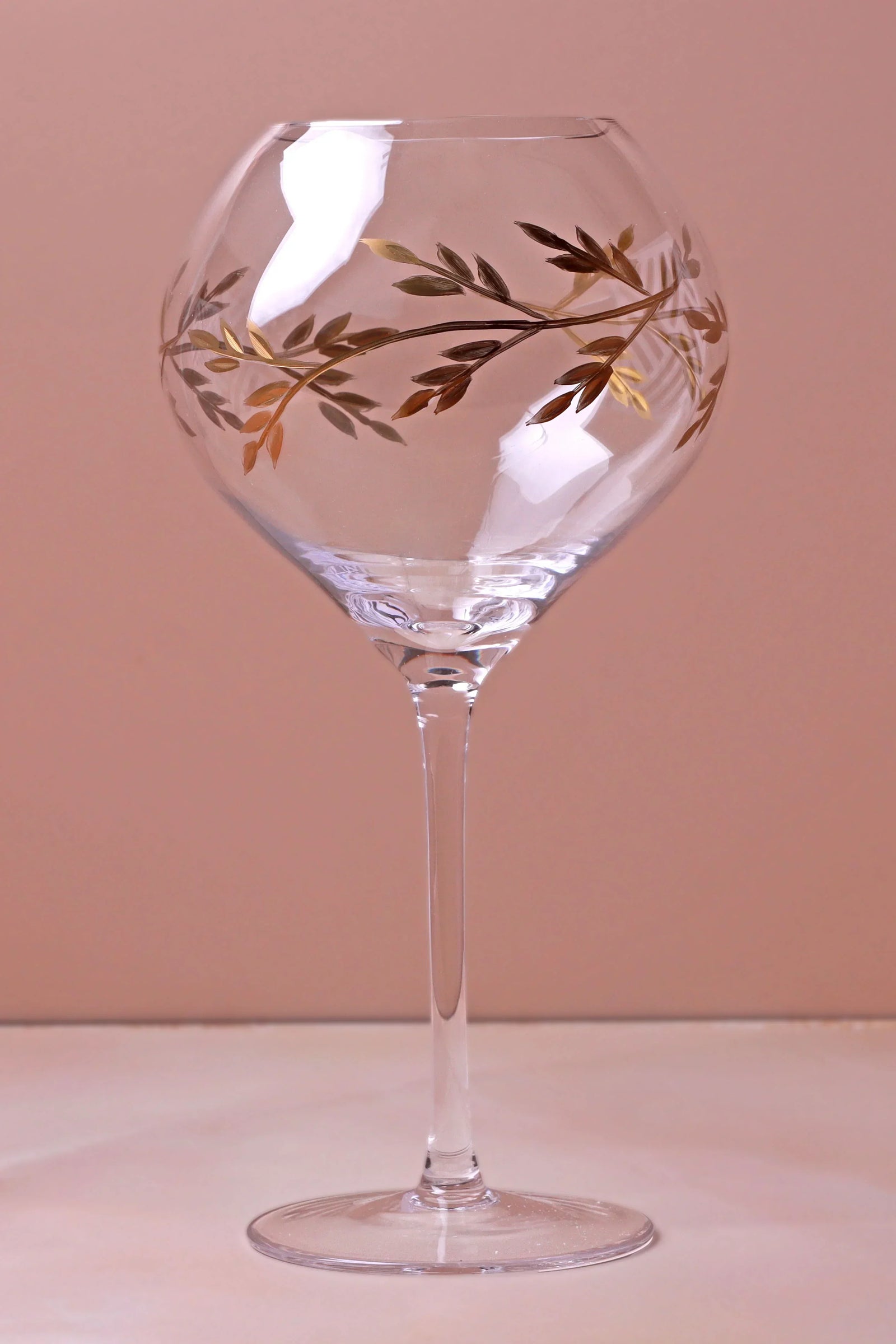 Wild Vine Hand-Painted Gin Glasses Set of 4 — close-up view, G Decor