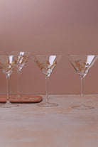 Set of 4 Wild Vine Hand-Painted Martini Glasses Inspired by Nature - G Decor