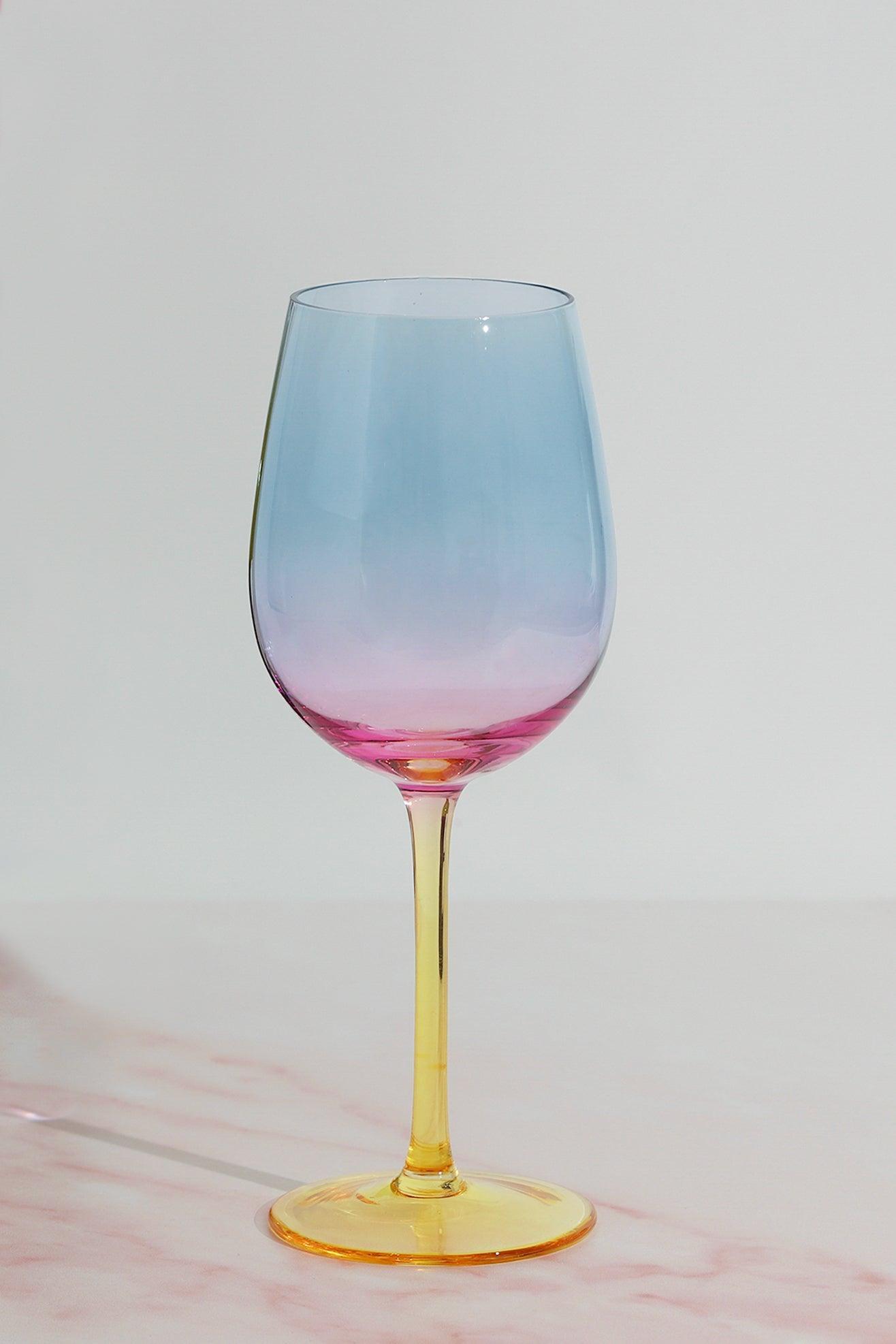 Set of 4 Wine Glasses with a Rainbow Hue - G Decor