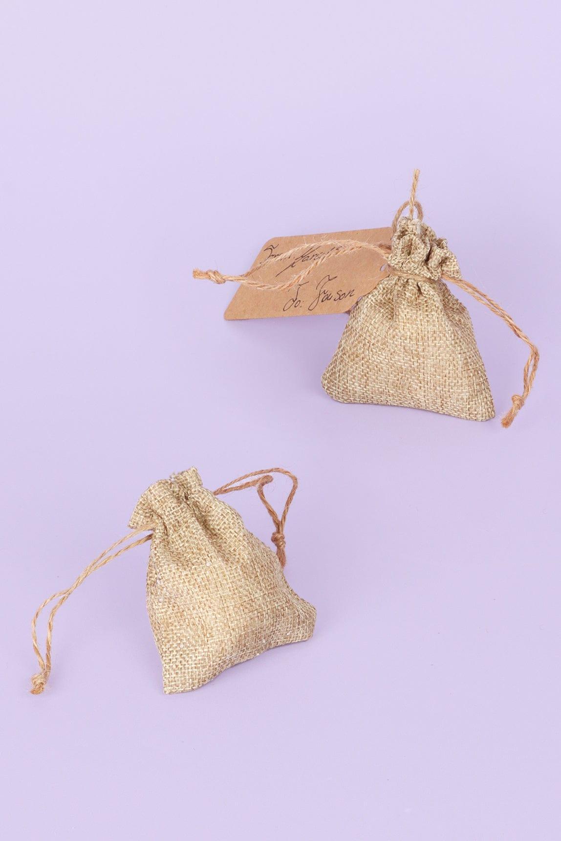 G Decor Gift Bags Brown Set of 30 Small Hessian Gift Bags with Tags