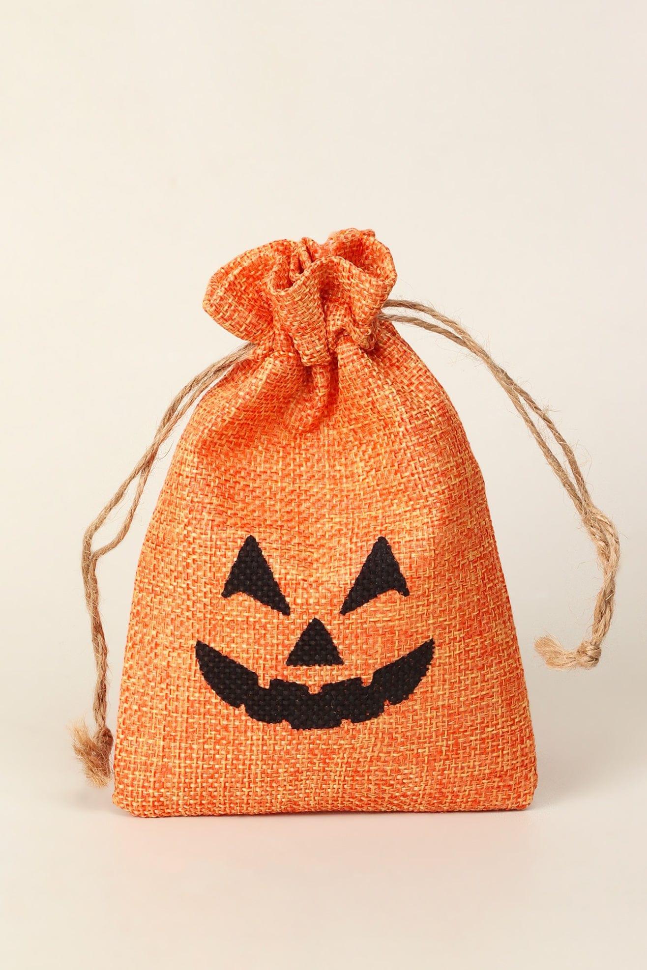 Set of 5 or 10 Spooky Jack O'Lantern Halloween Hessian Gift Bags - G Decor