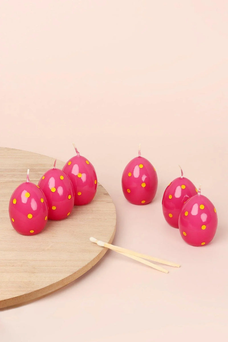 Pink Easter Polka Egg Candles in Blossom Patch