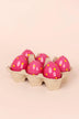 Pink Easter Polka Egg Candles in Blossom Patch — close-up view, G Decor
