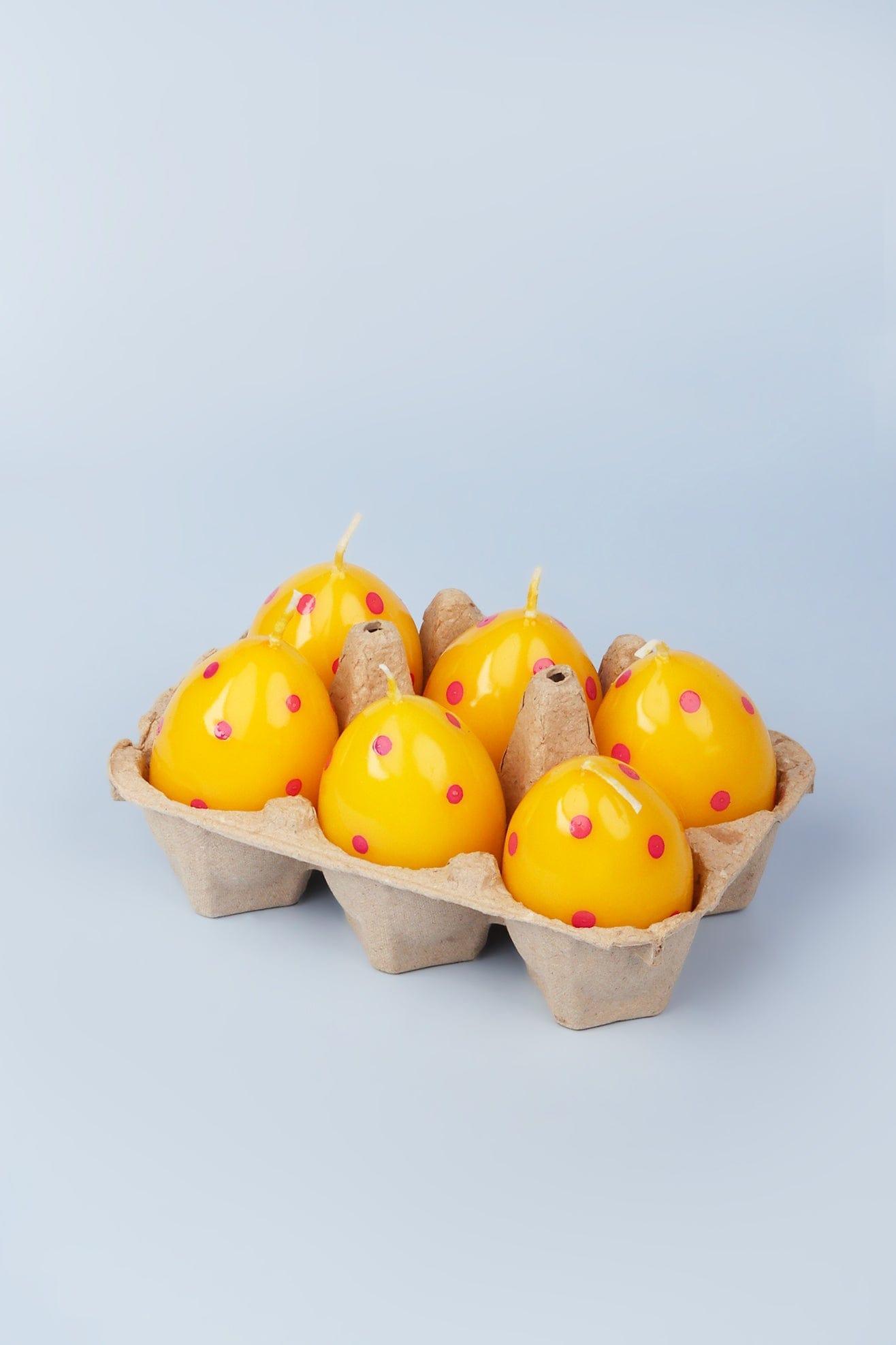 Set of 6 Easter Egg Candles - Yellow - G Decor