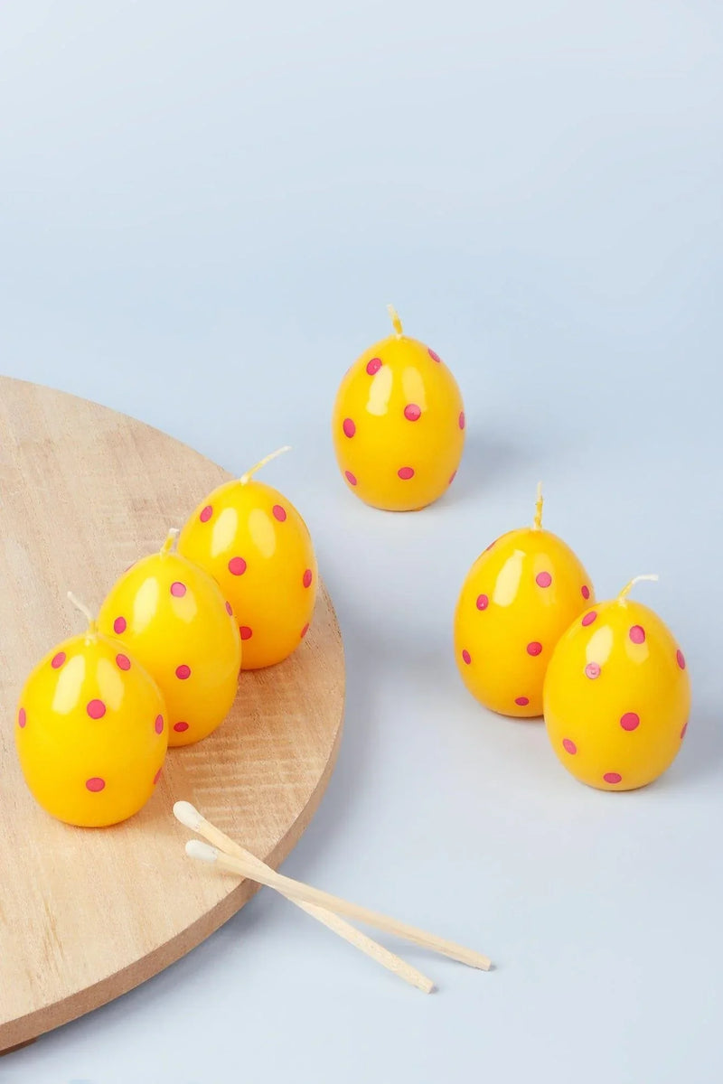 Yellow Easter Polka Egg Candles in Sunny Barnyard